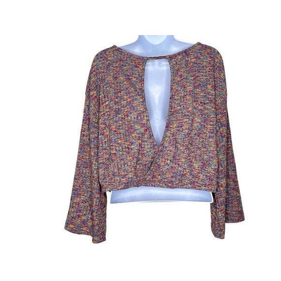 Anthropologie Daily Practice Open Back Flouncy Pullover Top Ribbed Space Dyed XS - Picture 4 of 11